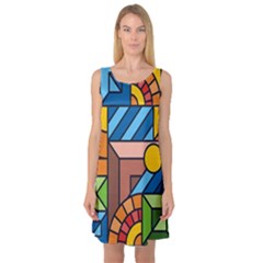 Colorful Geometric Mosaic Background Sleeveless Satin Nightdress by Vaneshart