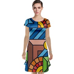 Colorful Geometric Mosaic Background Cap Sleeve Nightdress by Vaneshart