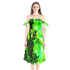 Green Disco Ball Shoulder Tie Bardot Midi Dress by essentialimage