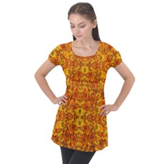 New Arrivals-b-6 Puff Sleeve Tunic Top by ArtworkByPatrick