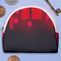 Light Neon City Buildings Sky Red Horseshoe Style Canvas Pouch by HermanTelo