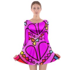 Stained Glass Love Heart Long Sleeve Skater Dress by Vaneshart