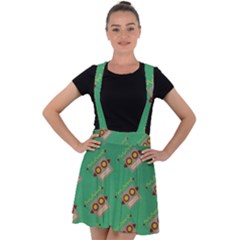 Toy Robot Velvet Suspender Skater Skirt by Vaneshart