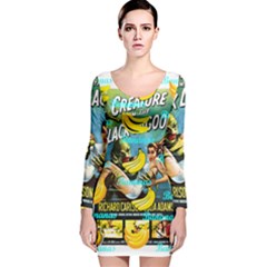 Creature From The Black Lagoon Bananas Long Sleeve Velvet Bodycon Dress by cypryanus