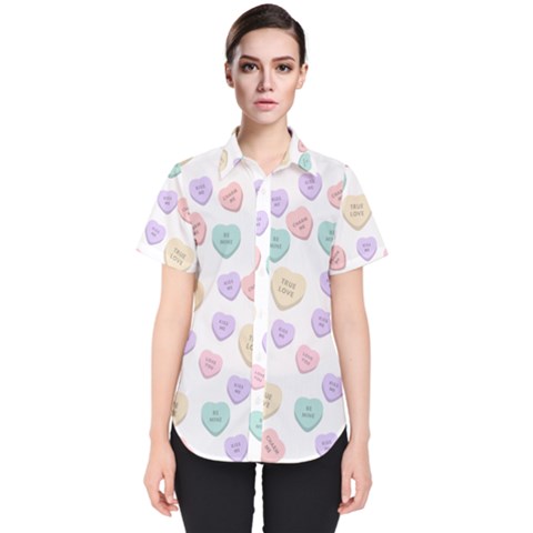 Hearts Women s Short Sleeve Shirt by Lullaby