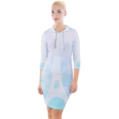 Pastel Eiffel s Tower, Paris Quarter Sleeve Hood Bodycon Dress by Lullaby