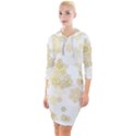 Christmas gold stars snow flakes  Quarter Sleeve Hood Bodycon Dress View1