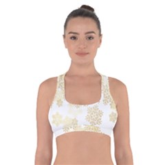 Christmas Gold Stars Snow Flakes  Cross Back Sports Bra by Lullaby