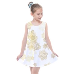 Christmas Gold Stars Snow Flakes  Kids  Summer Dress by Lullaby