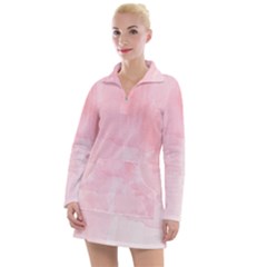 Pink Blurry Pastel Watercolour Ombre Women s Long Sleeve Casual Dress by Lullaby