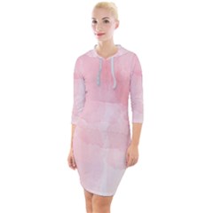 Pink Blurry Pastel Watercolour Ombre Quarter Sleeve Hood Bodycon Dress by Lullaby