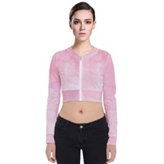 Pink Blurry Pastel Watercolour Ombre Long Sleeve Zip Up Bomber Jacket by Lullaby