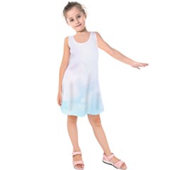 Pink Blue Blurry Pastel Watercolour Ombre Kids  Sleeveless Dress by Lullaby