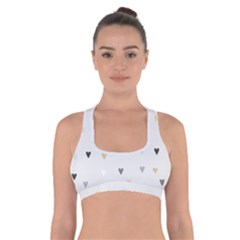 Grey Hearts Print Romantic Cross Back Sports Bra by Lullaby