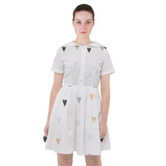 Grey Hearts Print Romantic Sailor Dress by Lullaby