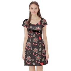 Zappwaits Flowers Short Sleeve Skater Dress by zappwaits