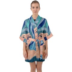 Blue Girl Half Sleeve Satin Kimono  by CKArtCreations