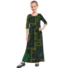 Seamless Pattern Texture Background Curcuit Kids  Quarter Sleeve Maxi Dress by Simbadda