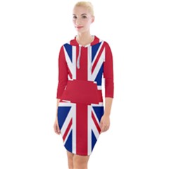 Uk Flag Union Jack Quarter Sleeve Hood Bodycon Dress by FlagGallery