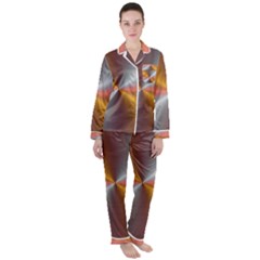 Abstract Easy Shining Satin Long Sleeve Pyjamas Set by Bajindul