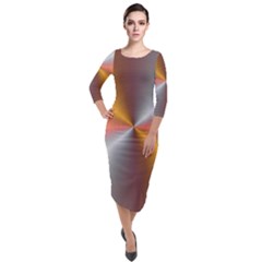 Abstract Easy Shining Quarter Sleeve Midi Velour Bodycon Dress by Bajindul