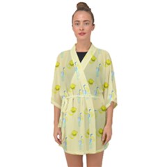 Lemonade Polkadots Half Sleeve Chiffon Kimono by bloomingvinedesign