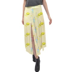 Lemonade Polkadots Velour Split Maxi Skirt by bloomingvinedesign