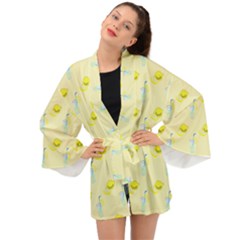 Lemonade Polkadots Long Sleeve Kimono by bloomingvinedesign