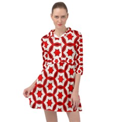 Pattern Red White Texture Seamless Mini Skater Shirt Dress by Simbadda