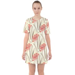 Flower Flora Leaf Wallpaper Sixties Short Sleeve Mini Dress by Simbadda