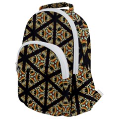 Pattern Stained Glass Triangles Rounded Multi Pocket Backpack by Simbadda