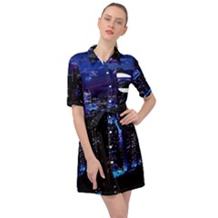 Night City Dark Belted Shirt Dress by Vaneshart