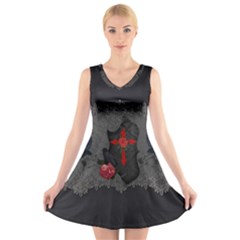 The Crows With Cross V-neck Sleeveless Dress by FantasyWorld7