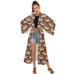 Coffee On Coffee Maxi Kimono by bloomingvinedesign