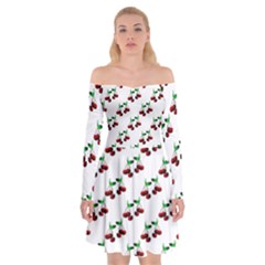 Cherries Pattern Off Shoulder Skater Dress by bloomingvinedesign