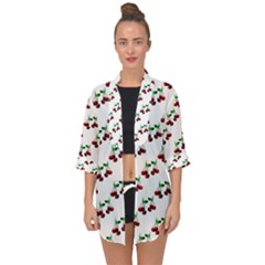 Cherries Pattern Open Front Chiffon Kimono by bloomingvinedesign