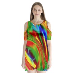 Artwork Digital Art Fractal Colors Shoulder Cutout Velvet One Piece by Wegoenart