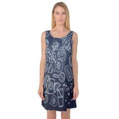Internet Planets Drinks Computers Sleeveless Satin Nightdress by Wegoenart