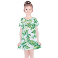 Leaves Green Pattern Nature Plant Kids  Simple Cotton Dress by Wegoenart