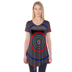 Art Design Fractal Circle Short Sleeve Tunic  by Wegoenart