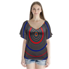 Art Design Fractal Circle V-neck Flutter Sleeve Top by Wegoenart