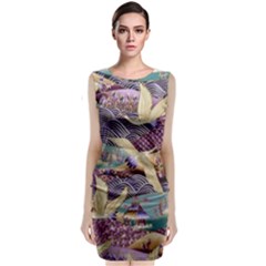 Textile Fabric Cloth Pattern Classic Sleeveless Midi Dress by Wegoenart