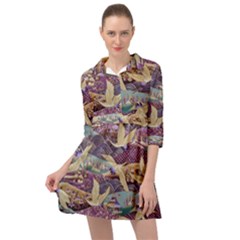 Textile Fabric Cloth Pattern Mini Skater Shirt Dress by Wegoenart