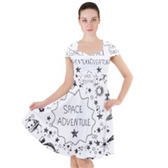 Space Elements Cap Sleeve Midi Dress by Vaneshart