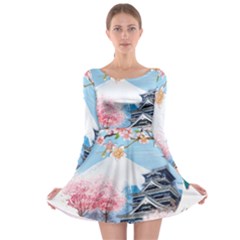 Japan National Cherry Blossom Festival Japanese Long Sleeve Skater Dress by Vaneshart