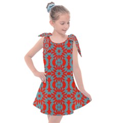 Seamless Geometric Pattern In A Red Kids  Tie Up Tunic Dress by Vaneshart