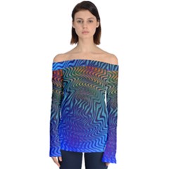 Abstract Circles Lines Colorful Off Shoulder Long Sleeve Top by Vaneshart