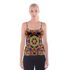 Geometric Pattern Kaleidoscope Art Mirror Image Mosaic Spaghetti Strap Top by Vaneshart