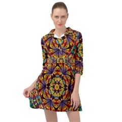 Geometric Pattern Kaleidoscope Art Mirror Image Mosaic Mini Skater Shirt Dress by Vaneshart