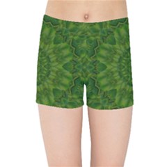 Fauna Nature Ornate Leaf Kids  Sports Shorts by pepitasart